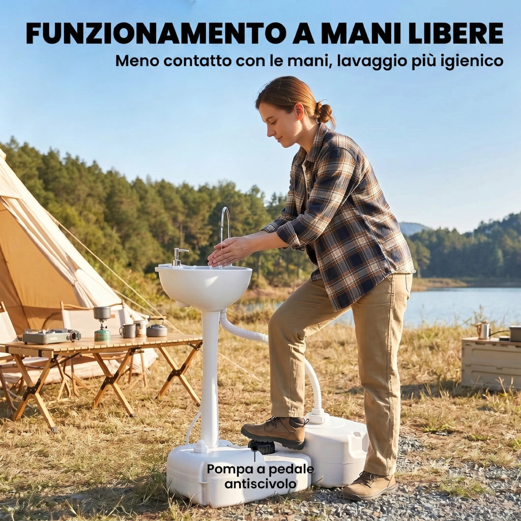 Lavabo Portatile con Serbatoio Acqua e Ruote ¨C zephmum ¨C 83x50x103cm