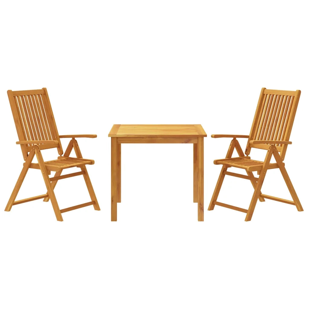 Set da Pranzo per Giardino 3 pz in Legno Massello di Acacia