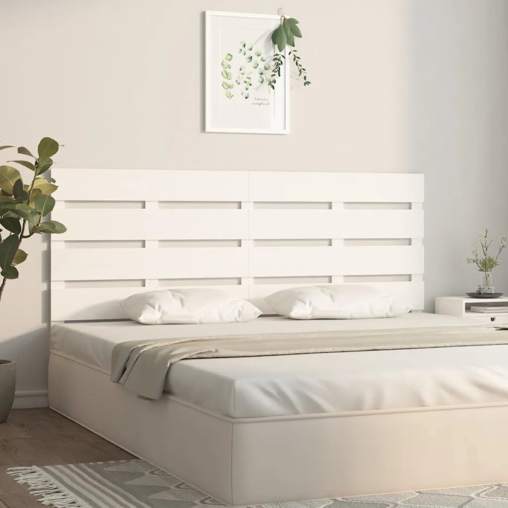 Testiera | Testata per Letto Bianca 120x3x80 cm in Legno Massello di Pino