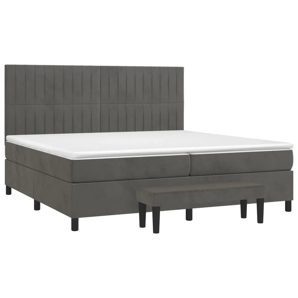 Giroletto a Molle con Materasso Grigio Scuro 200x200 cm Velluto cod mxl 35361