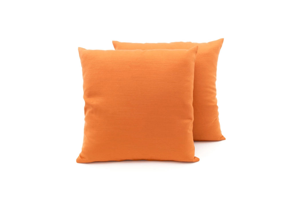 Coppia Cuscini Arredo Imbottiti Tessuto Ottoman In Tinta Unita Colore Arancio 24 - 50x50 - Arancio 24