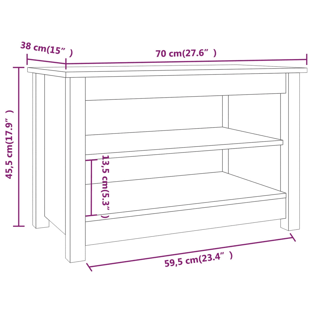 Scarpiera | Mobile per scarpe Ambrata 70x38x45,5 cm in Legno Massello di Pino