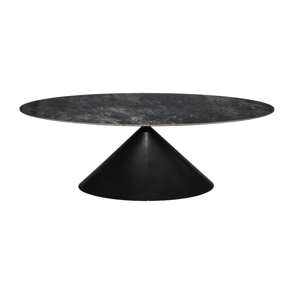 Tavolo ovale Punto con piano effetto marmo nero – 200x100x76H