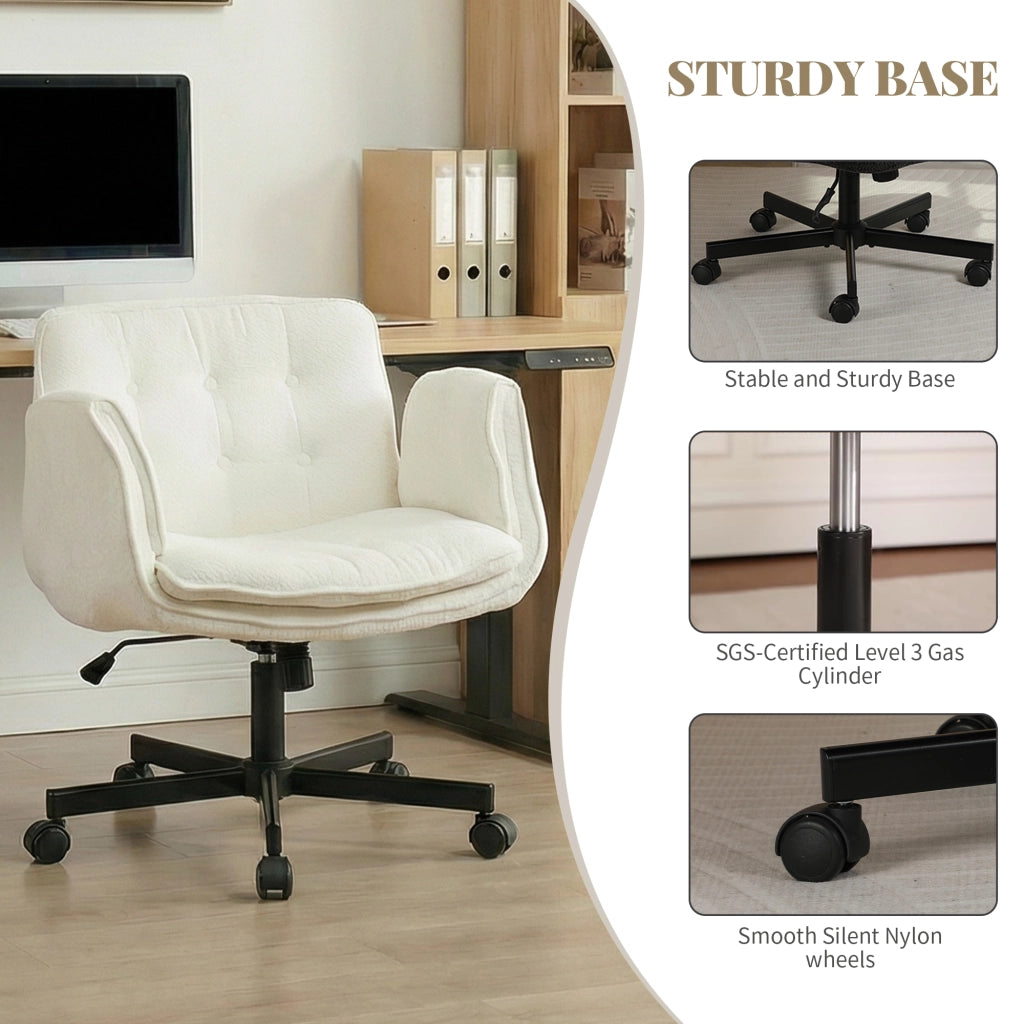 Sedia da ufficio con rotelle ¨C zephmum ¨C regolabile in altezza braccioli pieghevoli bianco