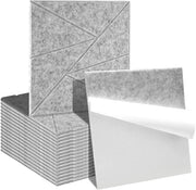 Pannelli acustici quadrati a forma di triangolo, 18 pezzi, autoadesivi, pannello acustico, isolamento acustico, velluto, pannello per parete, colore luce grigio.