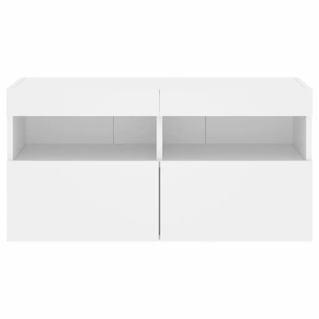 Mobile TV a Parete con Luci LED Bianco 80x30x40 cm 837197