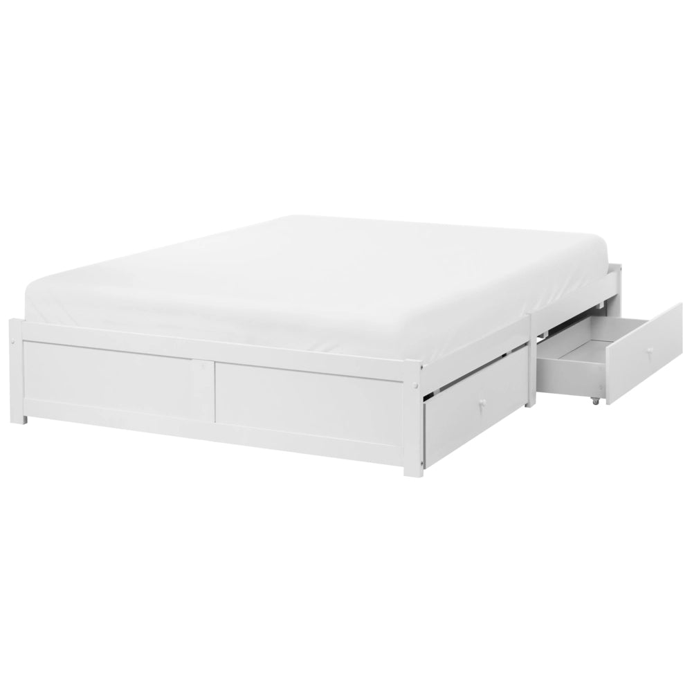 Letto matrimoniale in compensato di pino melaminico MDF con contenitore bianco 140 x 200 cm stile scandinavo