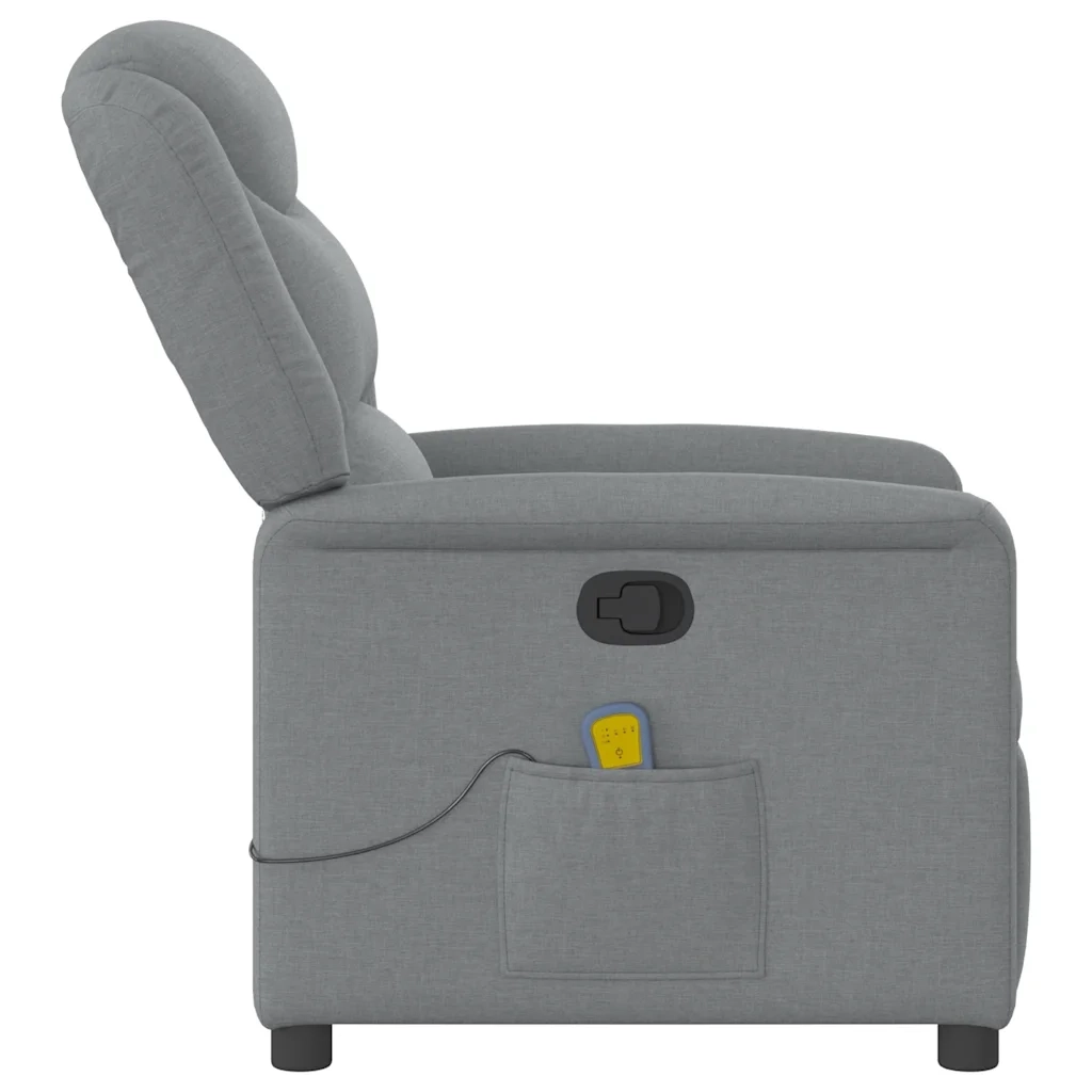 Poltrona Massaggiante Reclinabile Grigio Chiaro in Tessuto 4015606