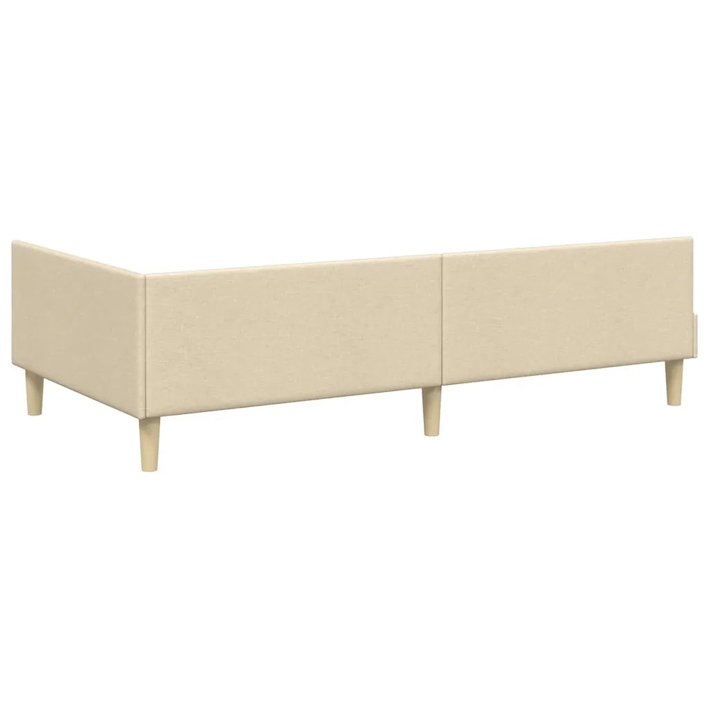 Cornice del letto ad angolo Crema 90 x 190 cm Tessuto 42016115