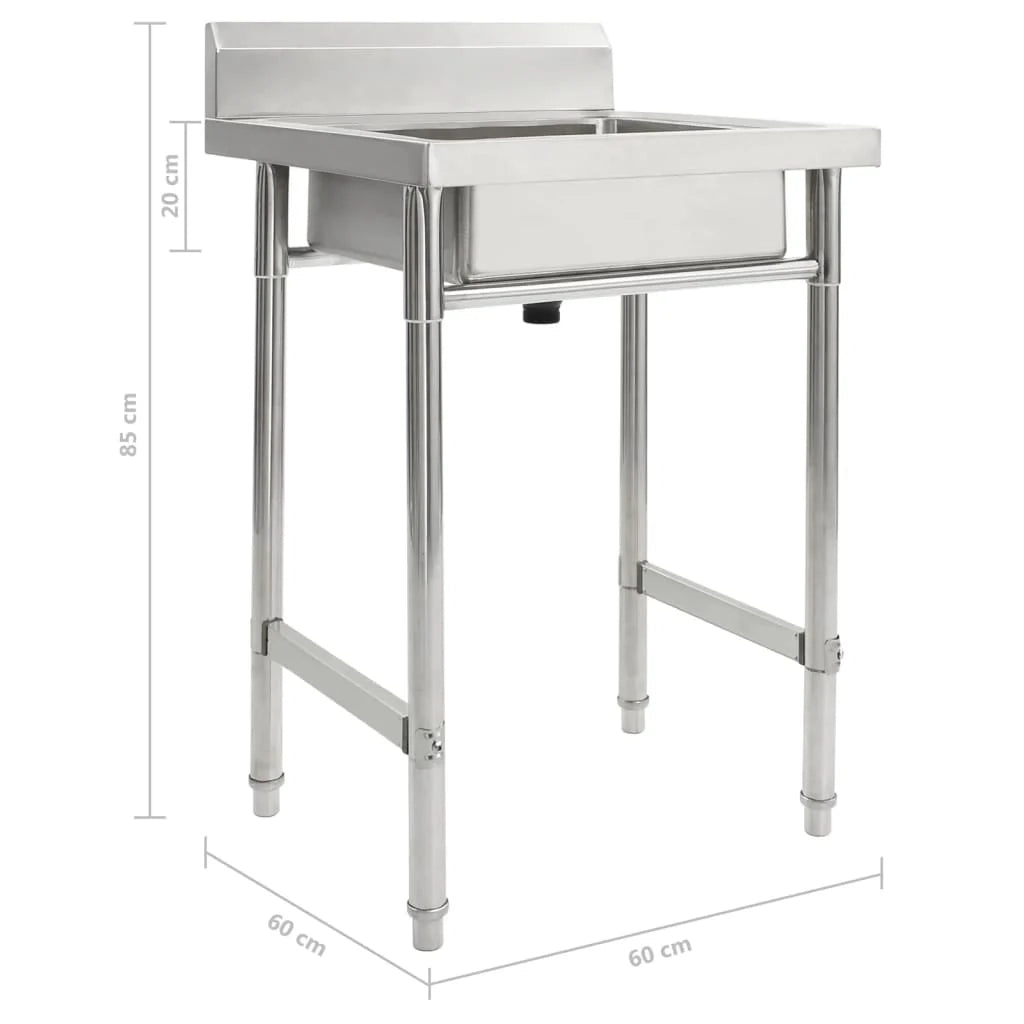 Lavello professionale da cucina vasca singola 60 x 60 cm acciaio inox 02_0002331