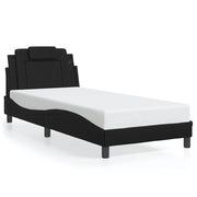 Letto singolo | Letto per adulti | Giroletto Viana senza Materasso Nero 90x200 cm in Similpelle