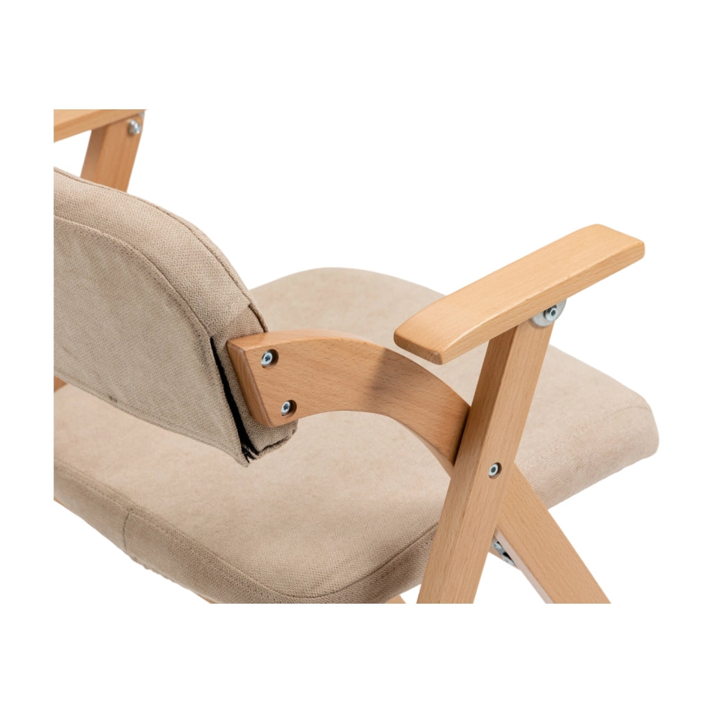 Set di 2 sedie pieghevoli con braccioli; seduta imbottita in legno; kaki