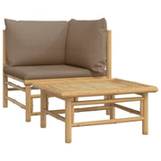 Set Salotto da Giardino 2pz | Set di Mobili da Esterno con Cuscini Tortora Bamb¨´