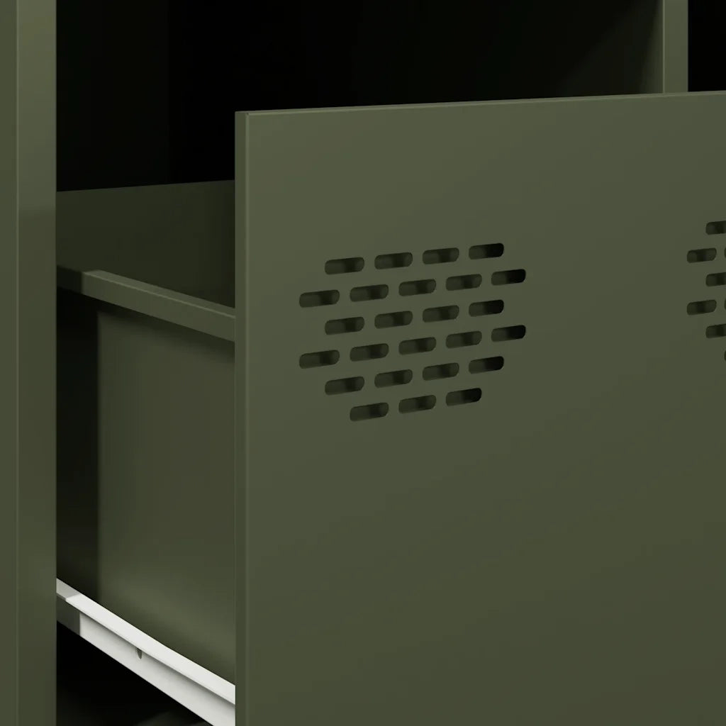 vidaXL Tavolino Verde Oliva 101,5x50x43,5 cm Acciaio Laminato a Freddo