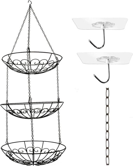 Porta frutta a 3 livelli - Haken adesivi gratuiti - Porte-frutta per frutta e verdura - Trattamenti - Articoli da cucina