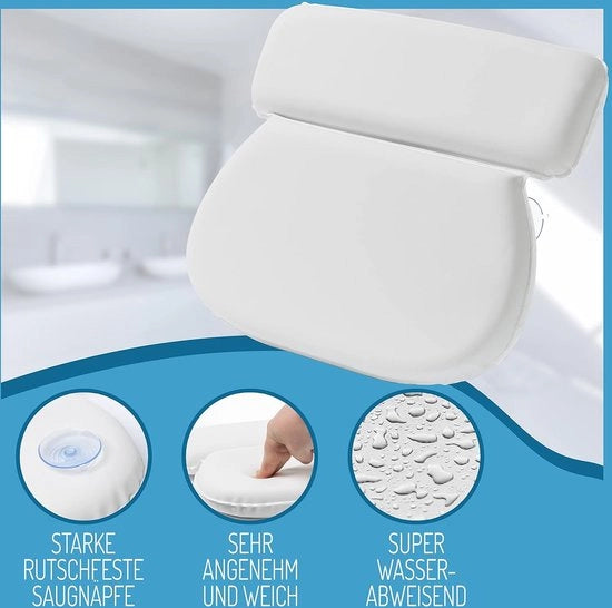 Cuscino per la massima copertura delle spalle e del collo, cuscino per il bagno per un bagno più confortevole, cuscino per il bagno facile da pulire con 7 forti viti di aggancio.
