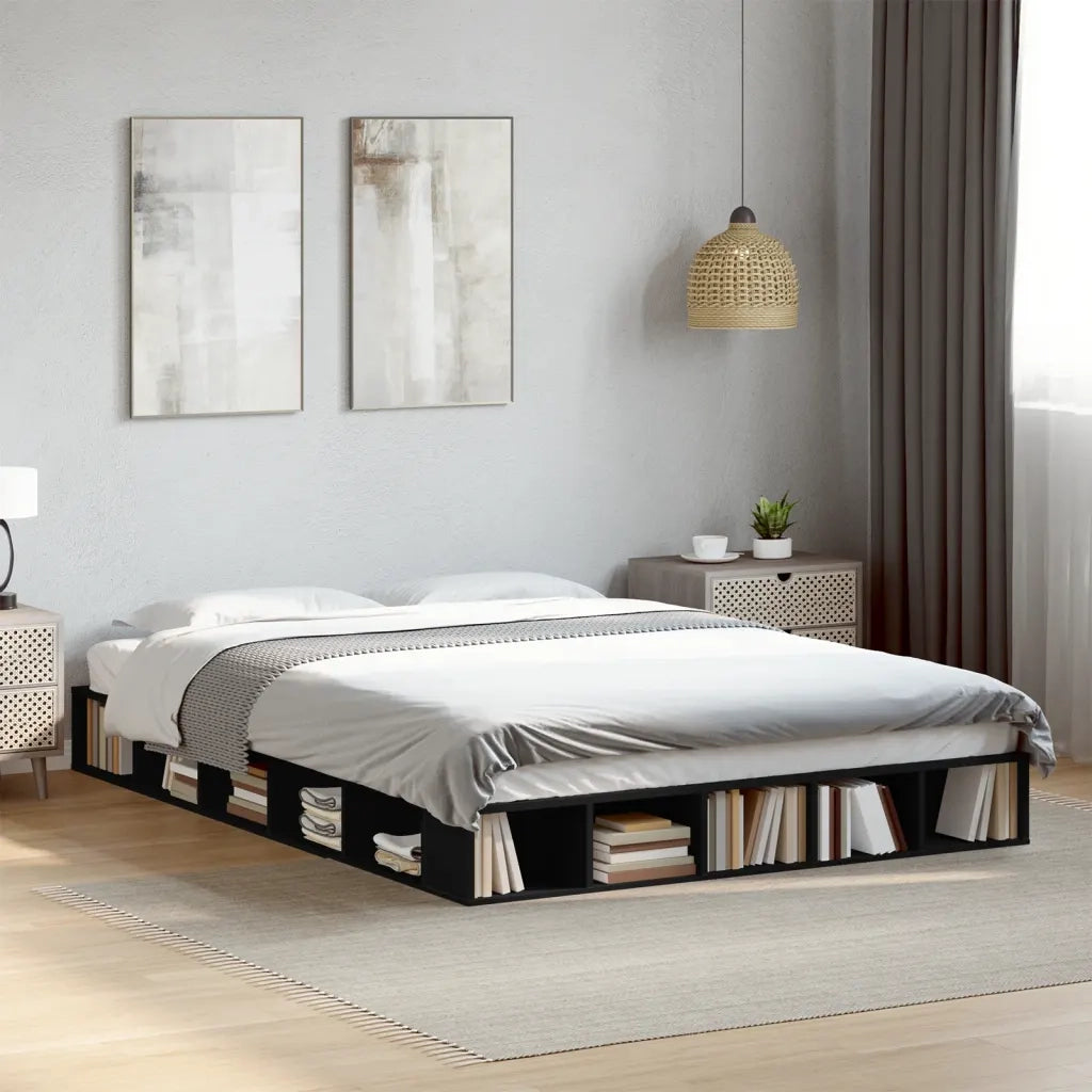 Giroletto-Struttura Letto Nero 160x200 cm in Legno Multistrato 170782