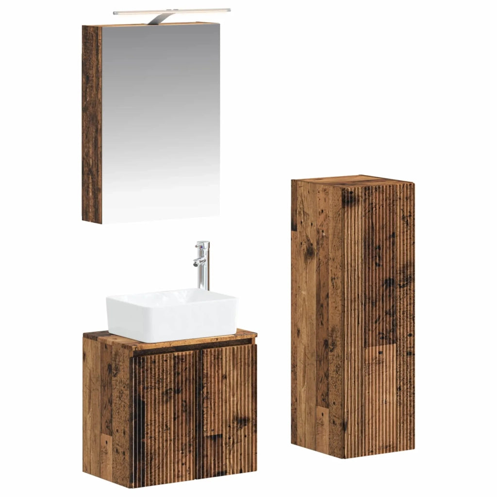 Set di mobili per il bagno 4 pcs Legno antico 3407437