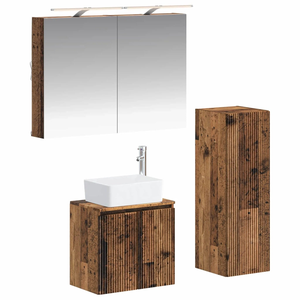 Set di mobili per il bagno 4 pz Legno antico 3407437