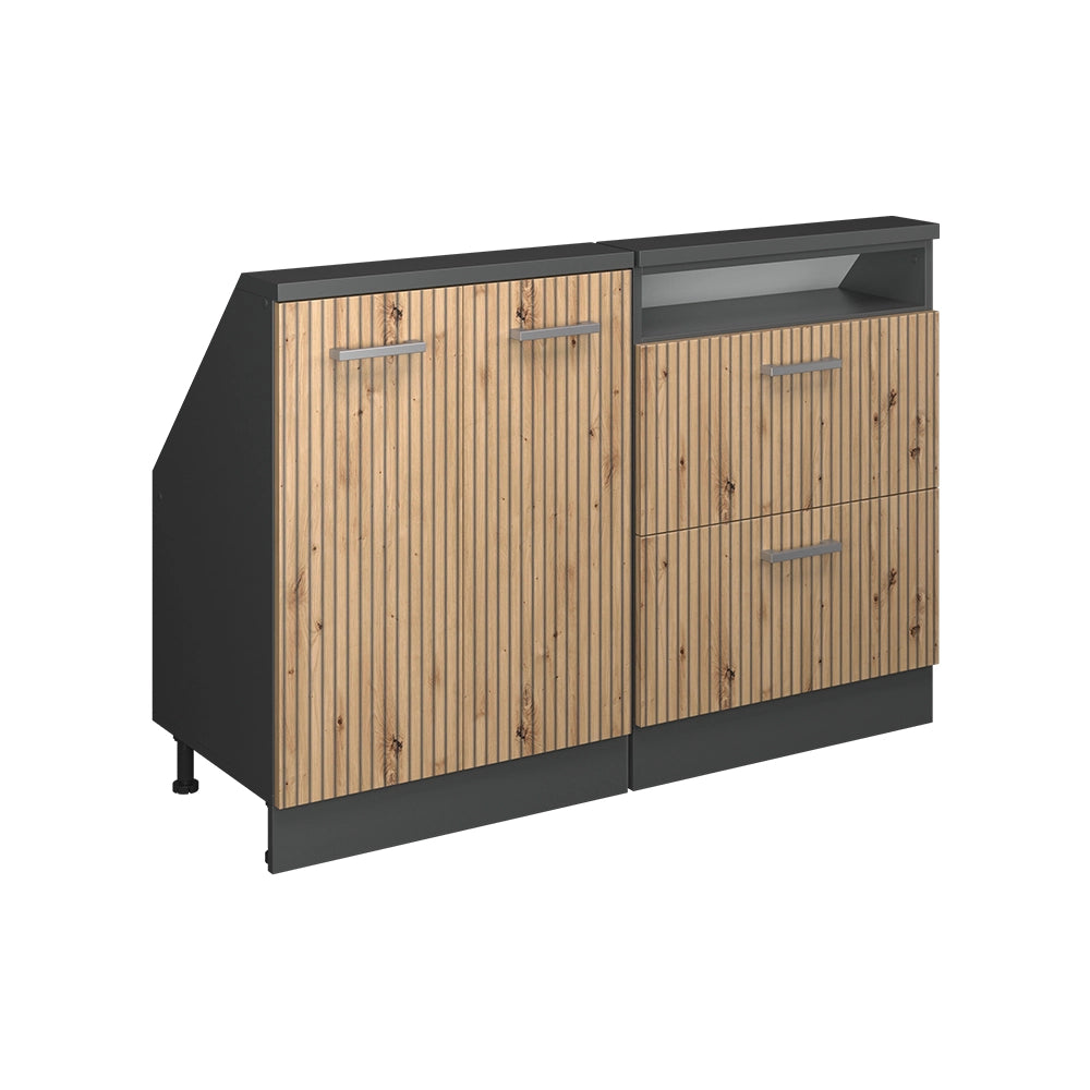 Vicco Mobile cucina sottotetto Rovere artigianale/antracite 120 cm Set di 2