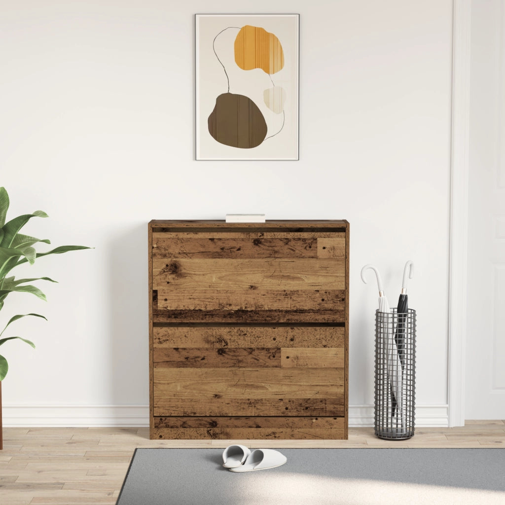 Mobile per Scarpe  con Cassetto Flip in Legno Antico 80x21x87,5 cm
