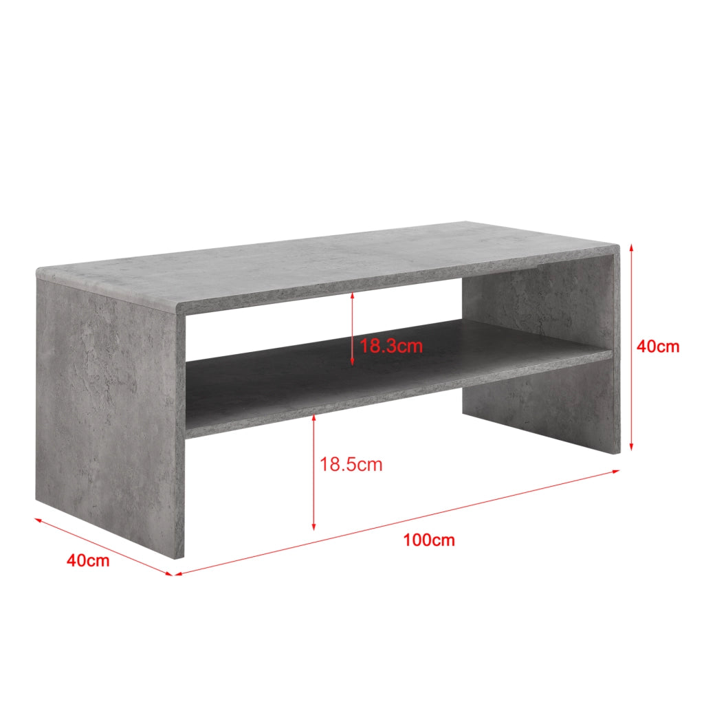 [en.casa] Tavolino da Caffè 100 x 40 x 40 cm Tavolino da Salotto con 1 ripiano Tavolino Basso - Effetto Cemento