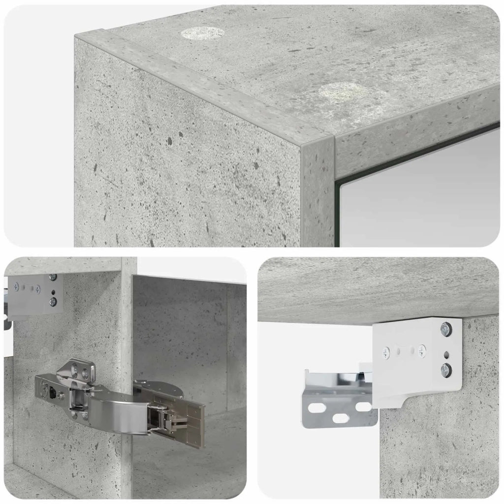 Mobiletto per specchio da bagno con lo scaffale Grigio cemento 889138