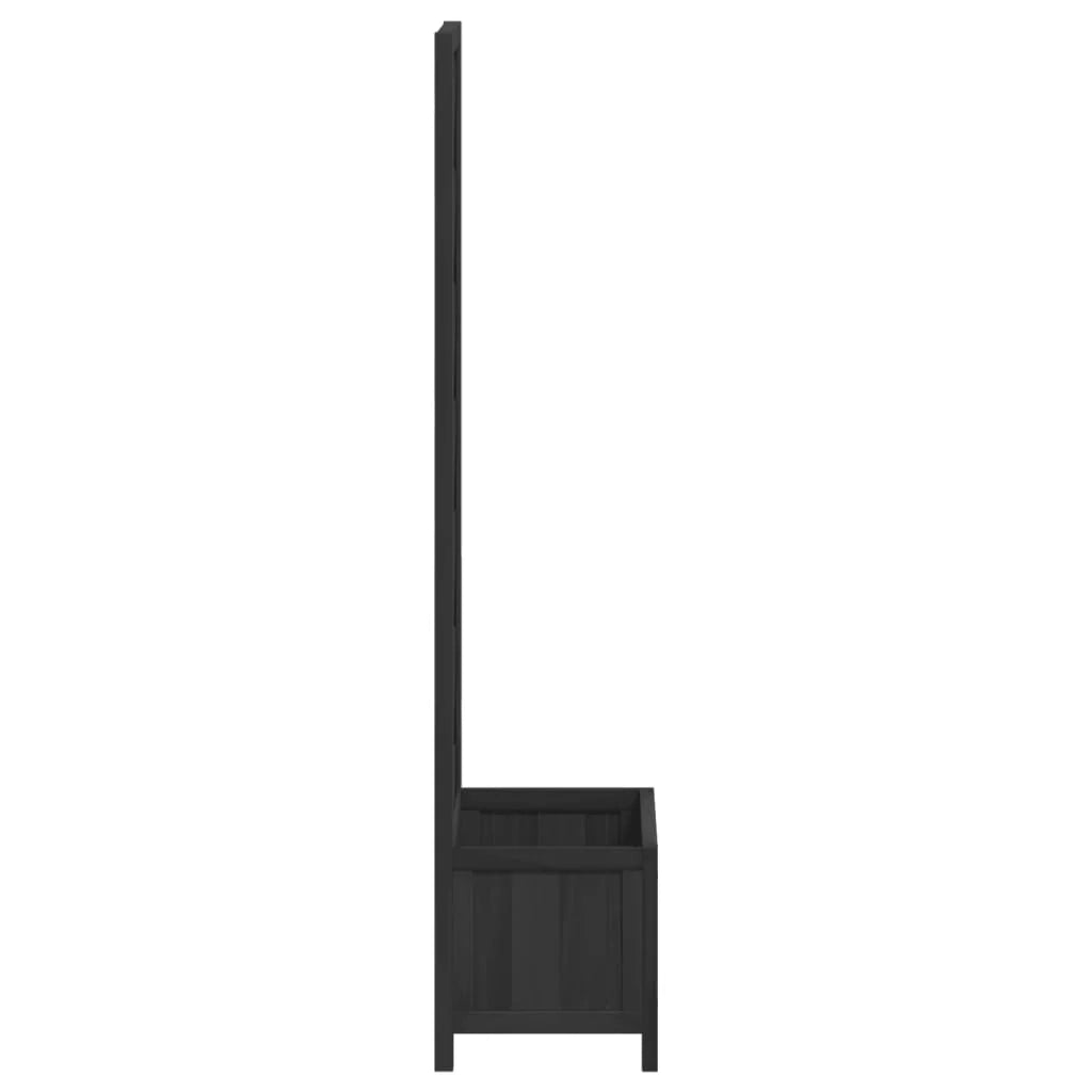 Fioriera rialzata per piante e fiori terrazza/giardino con traliccio legno massello di abete nero 02_0038335