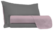 Set Lenzuola Singolo Sopra Sotto e Federe Doubleface Rosa Antico/Fumo