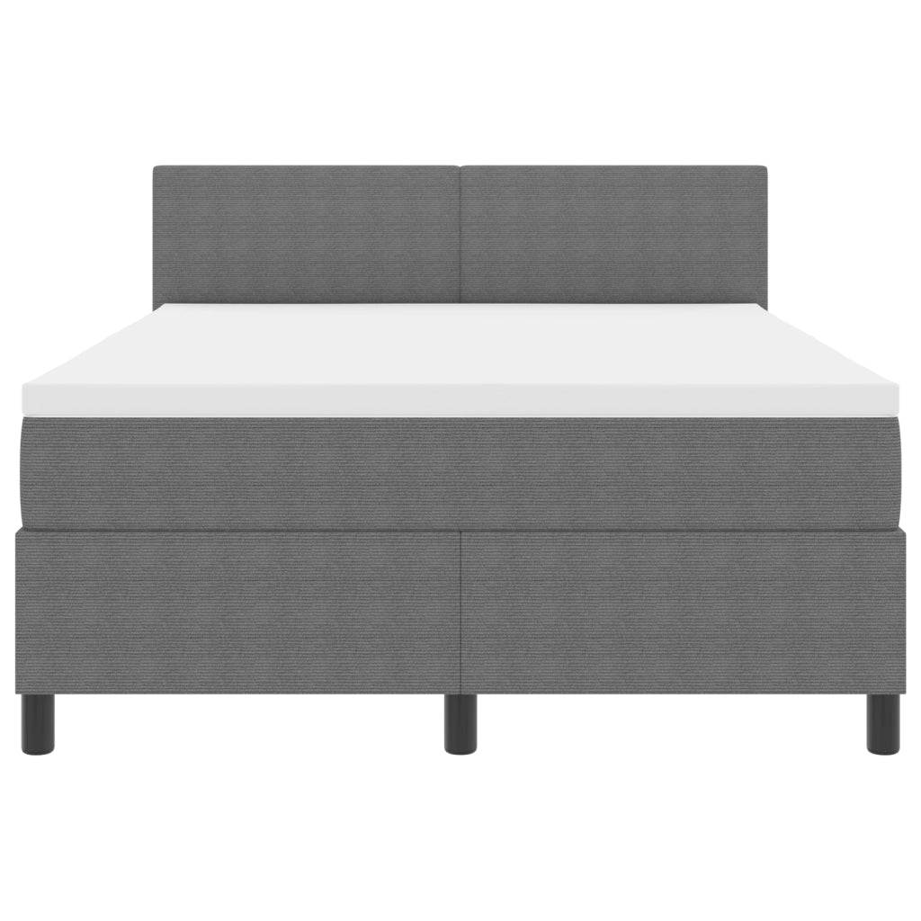 Letto con Box Spring e Materasso Grigio Chiaro 140x200 cm Tessuto a Costine