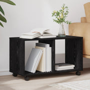 Tavolino con Ruote Rovere Nero 72x33x42,5 cm Legno Ingegnerizzato