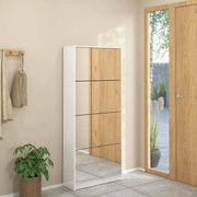 Scarpiera Aepytus, Mobile portascarpe, Armadio da ingresso multiuso, Mobiletto per calzature, 70x24 h162 cm, Bianco lucido
