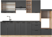 Cucina componibile Fame-Line, Grigio scuro, 280 cm senza piano di lavoro