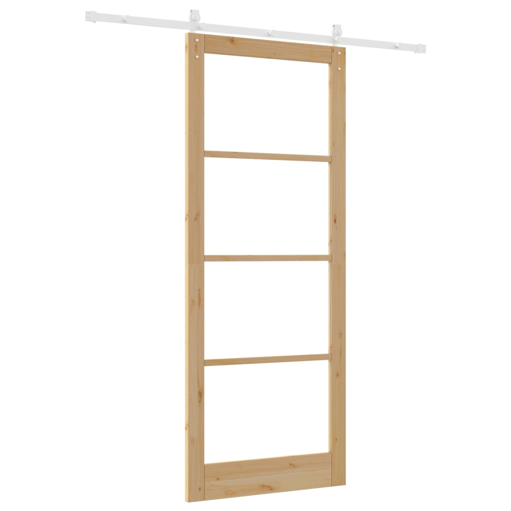 Porta Scorrevole con Set di Accessori 'ORKDAL'Legno Solido e Vetro
