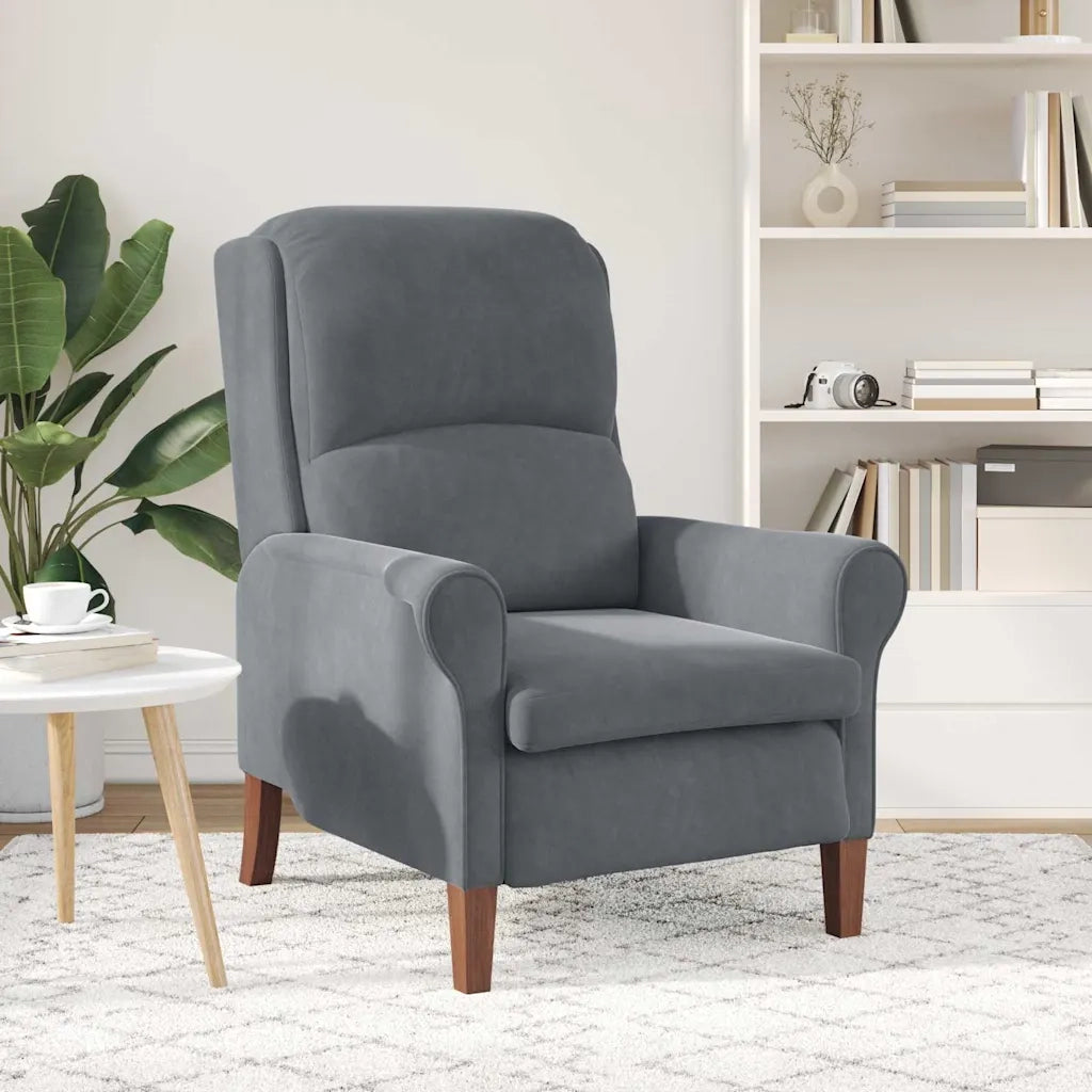 Poltrona-Divano Sedia-Poltroncina Grigio scuro Velluto 832551