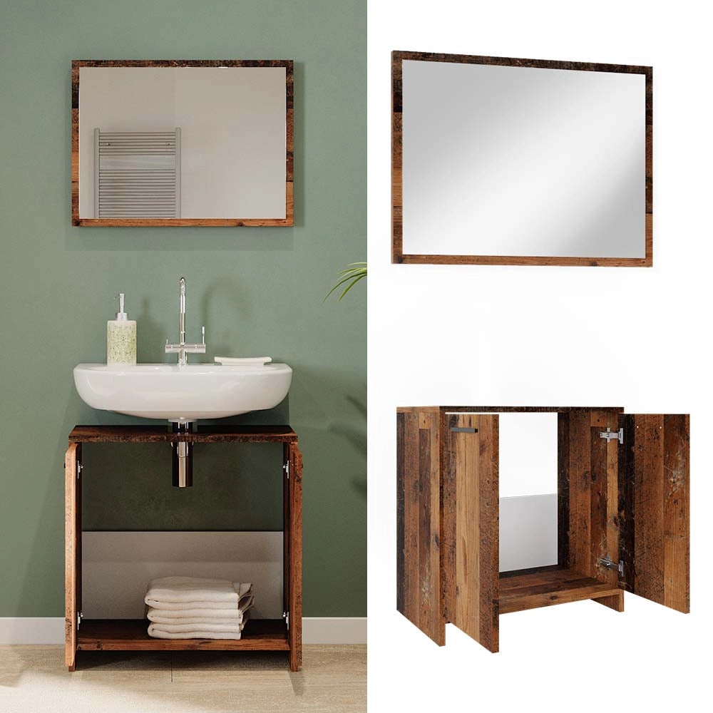 Vicco Set mobili bagno Rovere rustico 2 parti