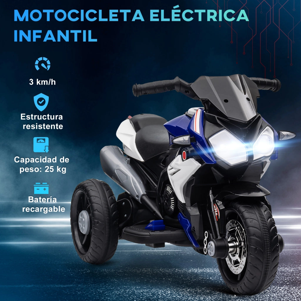 Moto Elettrica Bambini 3 Ruote ¨C Zephmum ¨C Nero e Azul 86x42x52 cm