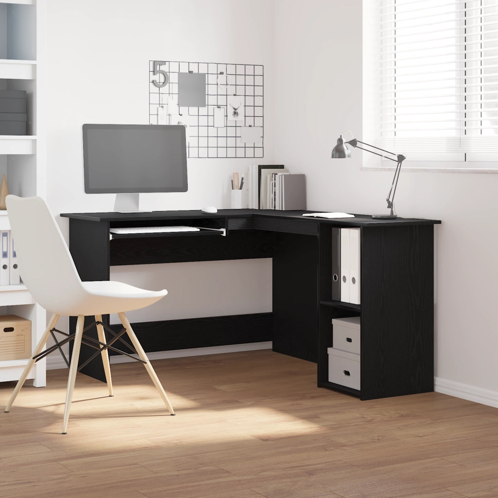 Scrivania  Nero Rovere 120x140x75 cm in Legno ingegnerizzato