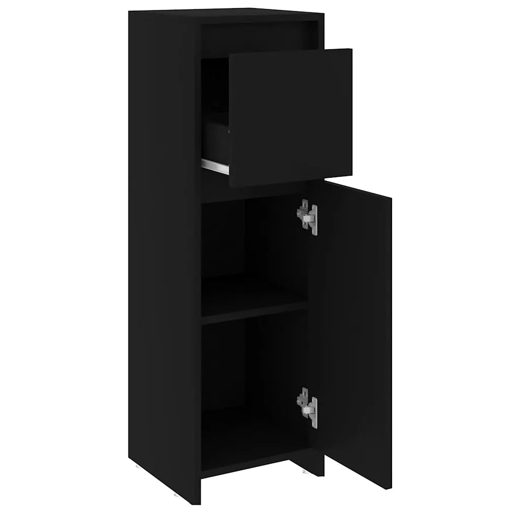 Armadio da Bagno Nero 30x30x95 cm in Truciolato cod mxl 31373