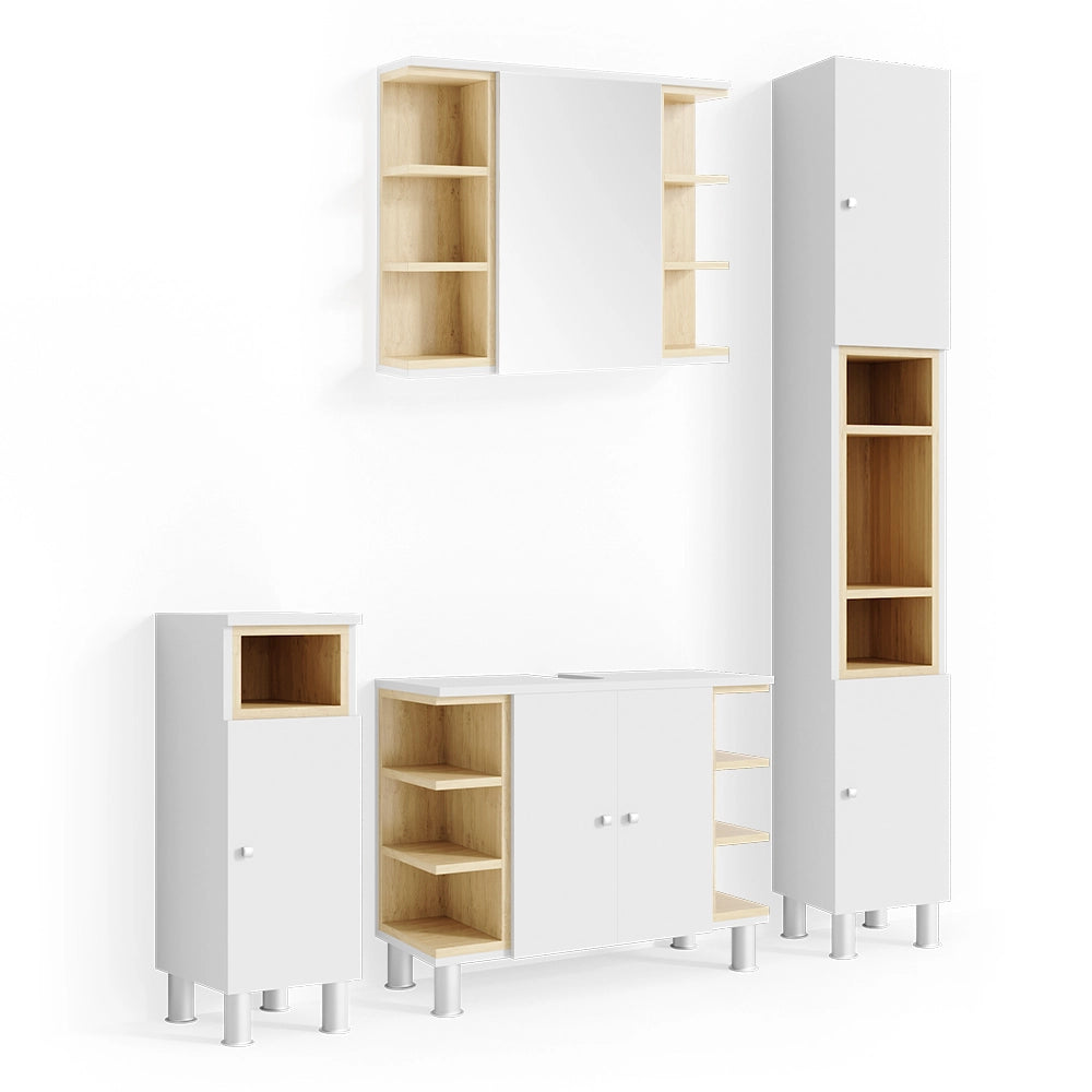 Vicco Set mobili bagno Bianco/Sonoma 4 parti
