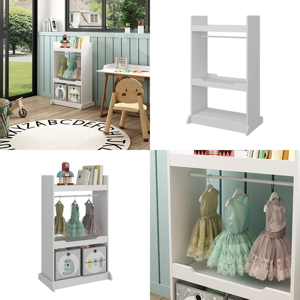 Vicco Armadio per bambini Bianco 67 x 110 cm con asta di sospensione in legno e pomelli