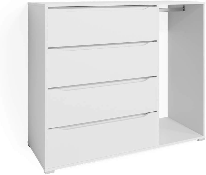 Cassettiera per camera da letto Ruben, Bianco, 48 x 101.9 cm, per riporre abiti e oggetti di uso quotidiano