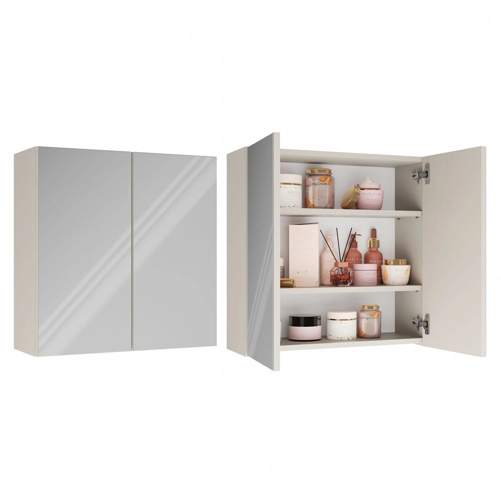 Mobile bagno sospeso con specchio sopra lavabo POLA 2dl 2 ante cashmere
