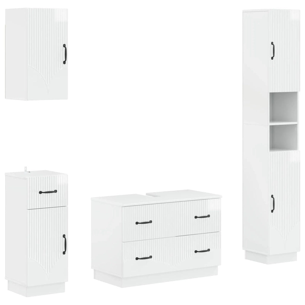 Set di Mobili da Bagno da 4 Pezzi HOORN Bianco Lucido 3417958