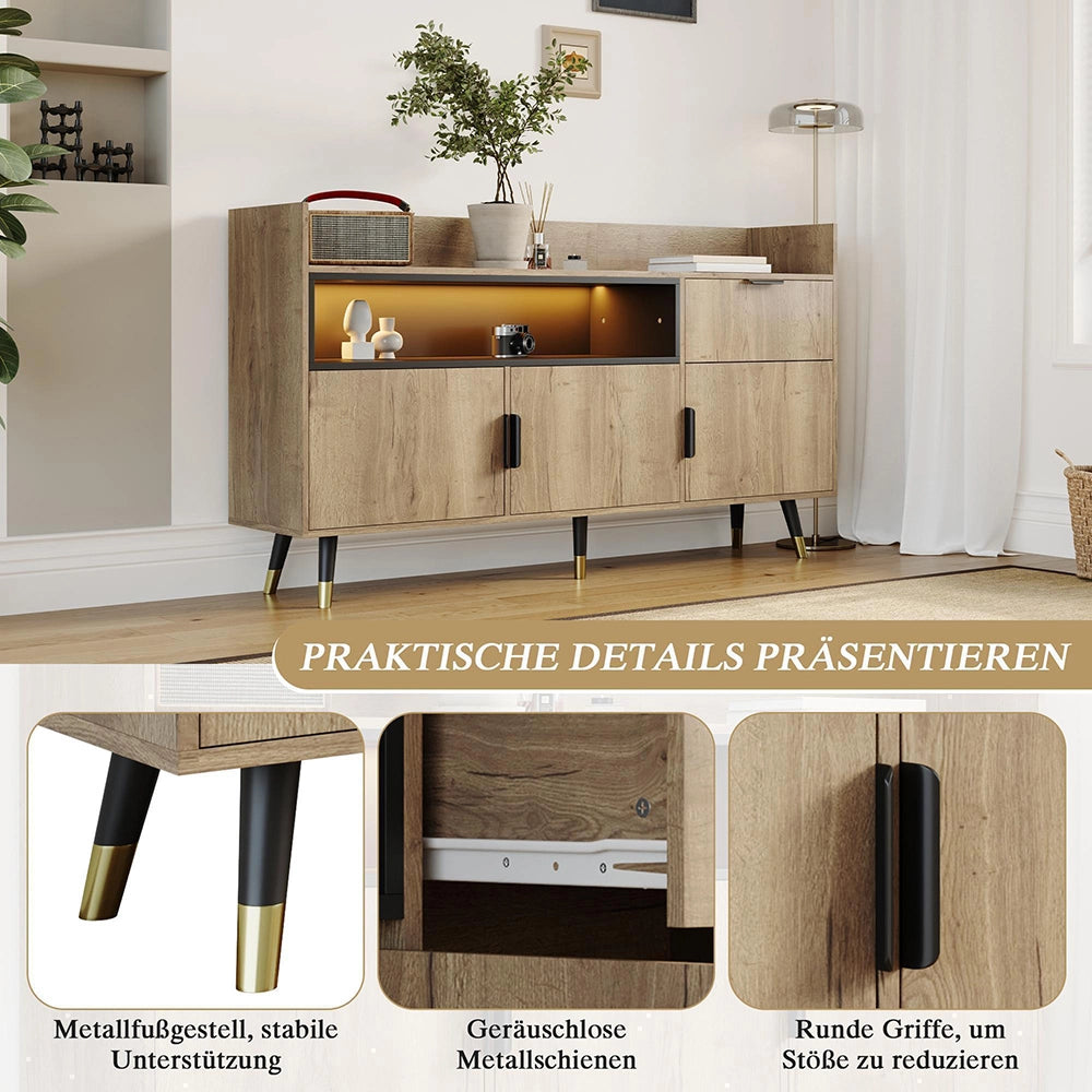 Buffet moderno minimalista - Xylo - Ripiani aperti, cassetti pratici, ante battenti