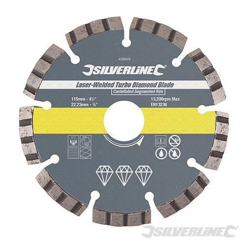 Silverline Lama disco diamantata con bordature turbo a laser per edilizia