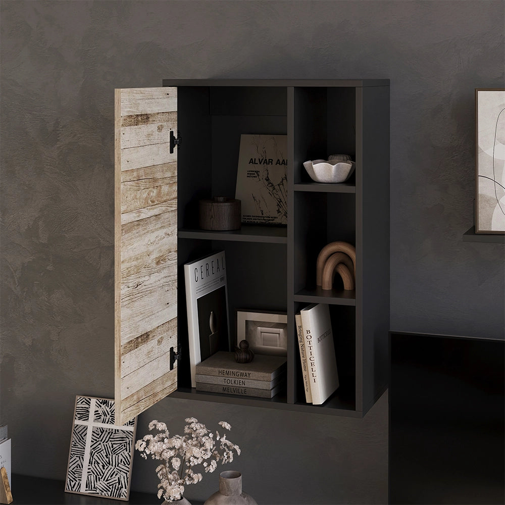 Vicco Libreria da parete Rovere nero/sabbia 50.1 x 78.4 cm con 2 scomparti chiusi