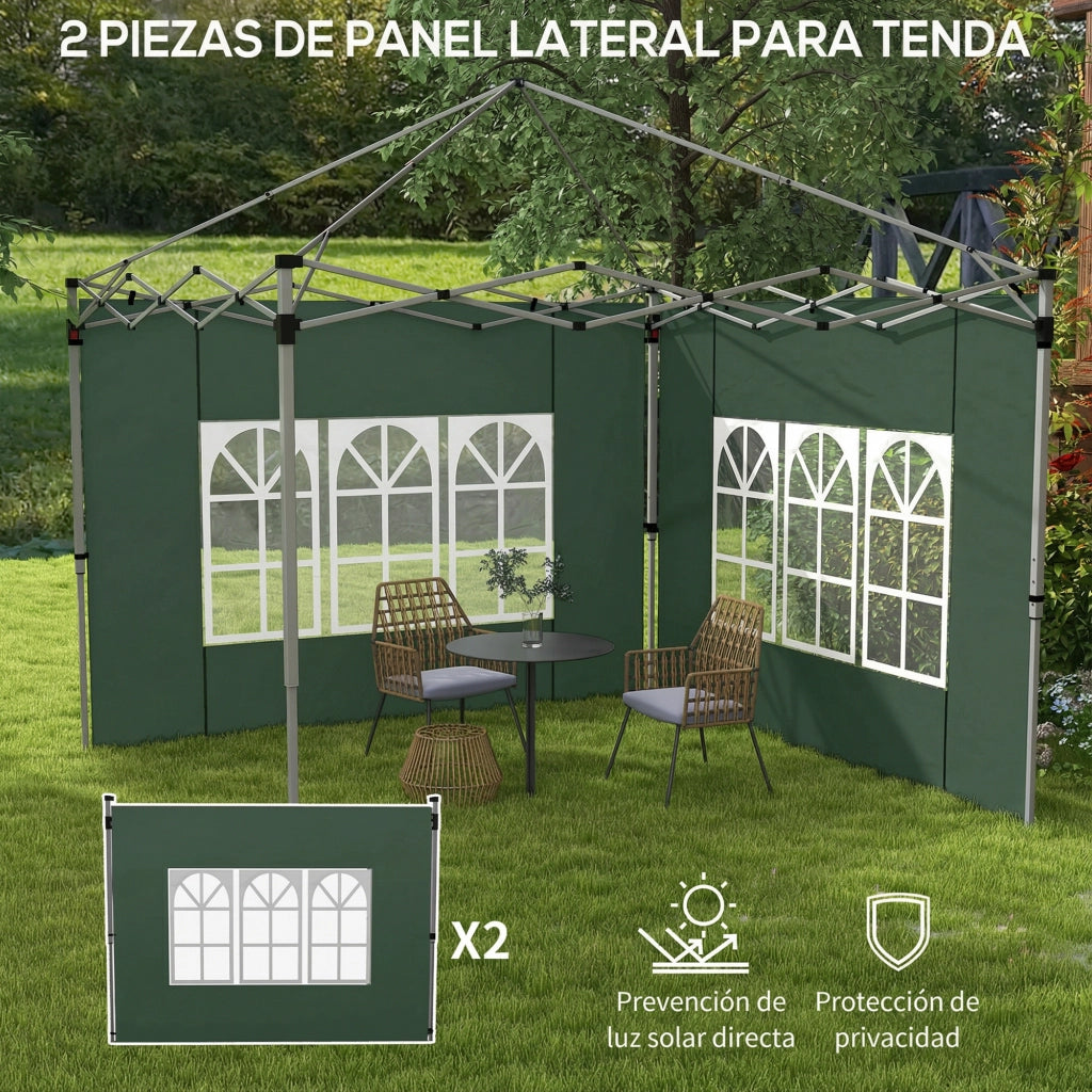 Pannelli Laterali per Tenda 3x3m 3x4m ¨C Minimal ¨C Verde Oxford 295x195cm con Finestra