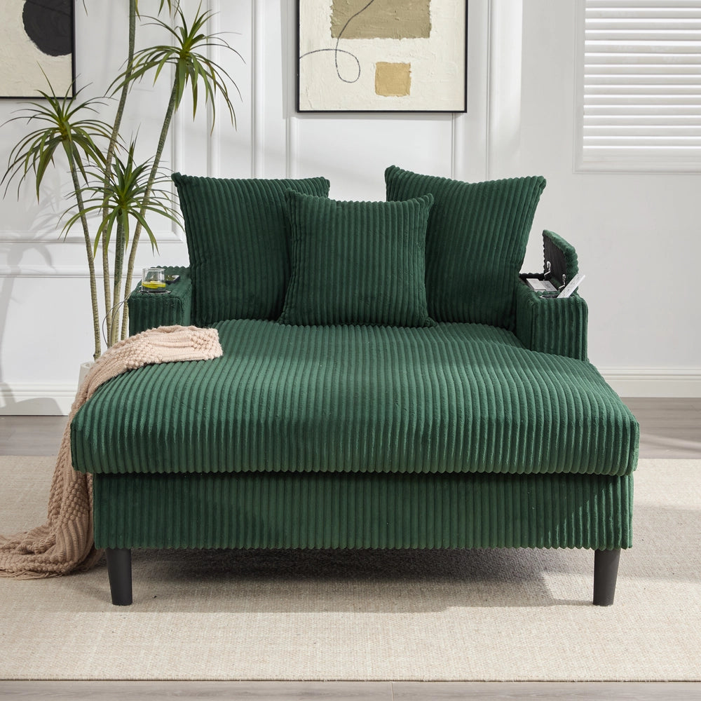 Cord-Lounge multifunzionale con Chaise Longue - Zephmum - Ampia superficie, porta bevande, LED, tasche laterali, spazio di archiviazione, porta USB
