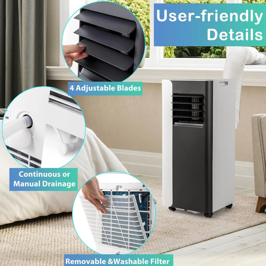Condizionatore Portatile 7000BTU, Climatizzatore 3 in 1 Ventilatore, Deumidificatore e Raffreddatore, Controllo Intelligente con Display LED e Telecomando, Timer 24 Ore